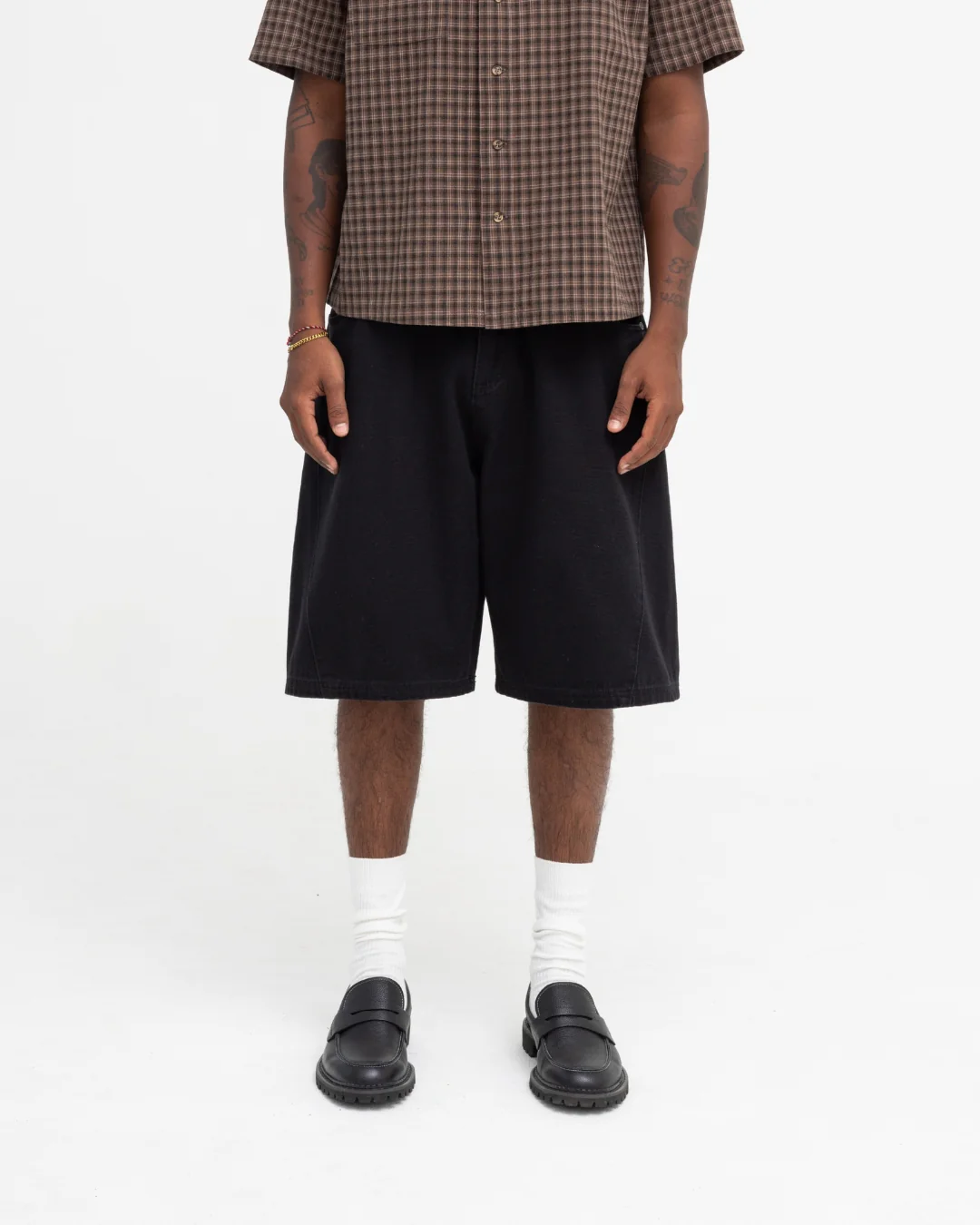 Baggy Panel Shorts (Black) - Image 7