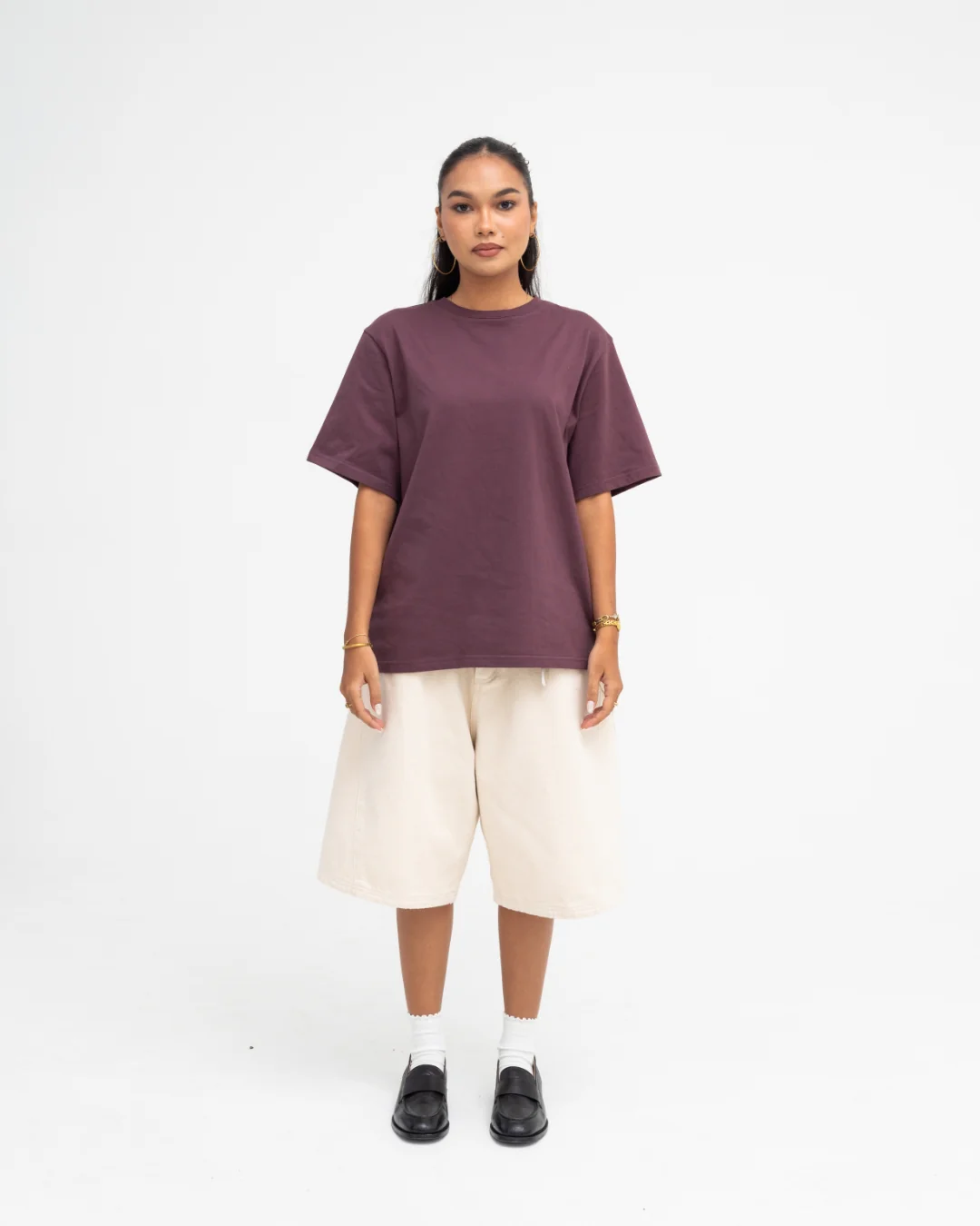 Cropped Basic Tee (Burgundy) - Image 4