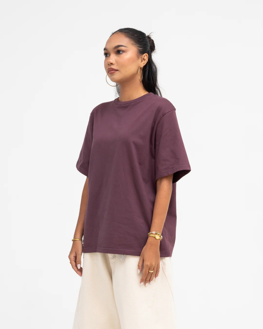 Cropped Basic Tee (Burgundy) - Image 8