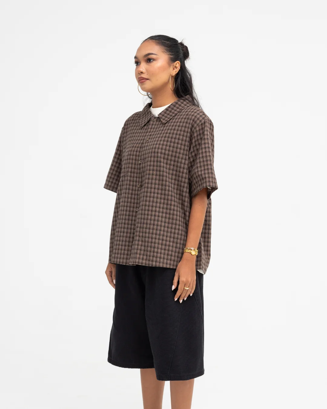 Short Sleeve Shirt (Brown Plaid) - Image 10