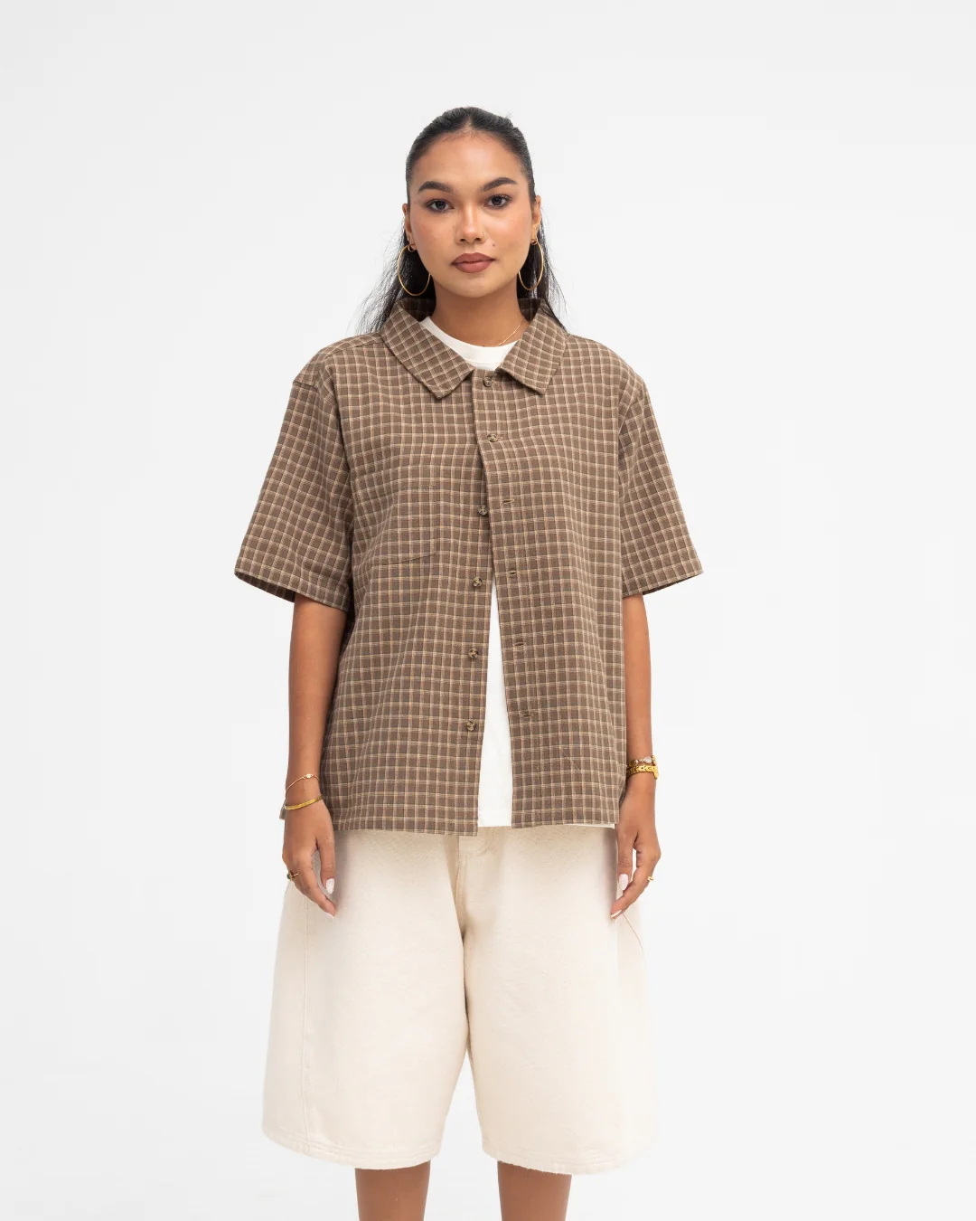 Short Sleeve Shirt (Olive Plaid) - Image 8